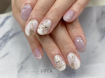 ネイルアトリエルカ(nail atelier LUCA)/M-435 大人可愛いリボンネイル