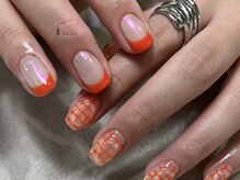 アイネイルズ 渋谷店(I nails)/オレンジぷっくりフレンチ
