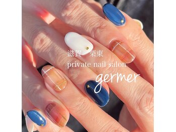 ジェルメ(germer)/青×白×ブラウンチェック！