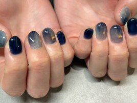 大人冬ニュアンスショートネイル