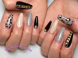 ロング☆レオパードネイル