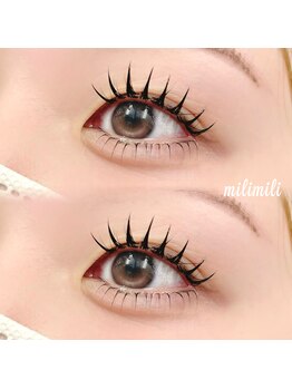 ミリミリ(milimili)の写真/柔らかな毛質のフラットラッシュは、自まつ毛が細い/少ない/短い方に◎目力UP効果のあるつけ放題も人気☆