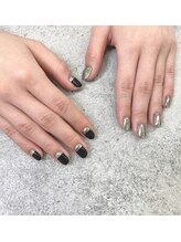 プライズアイリス アイラッシュ 池袋東口店(prize Iris eyelash)/ブラック　ミラーネイル