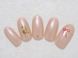 クリスマス リボンネイル