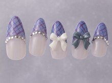 ジェミーネイル シンジュク(Jemiy nail shinjuku)/フレンチチェックリボン￥9480