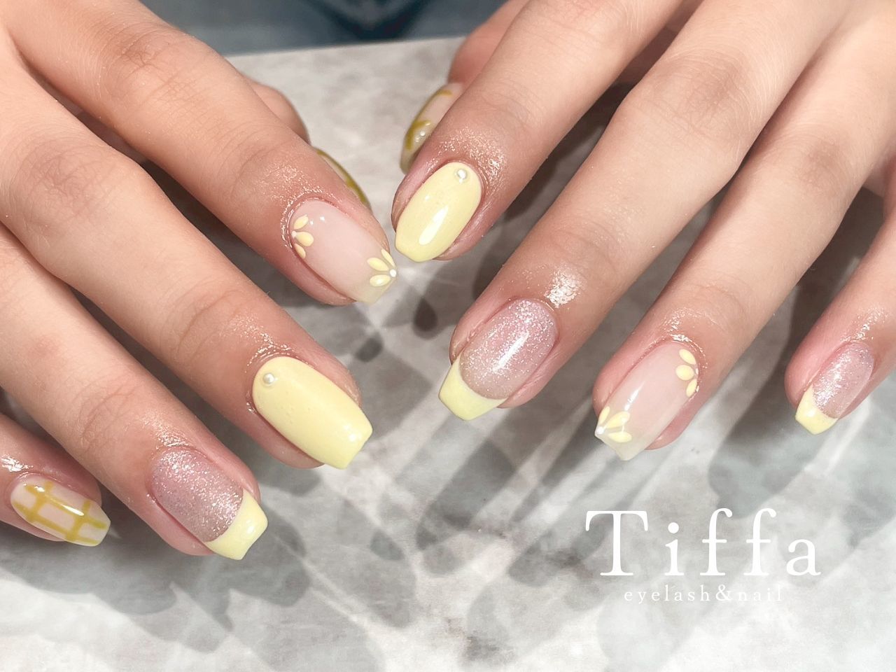 パステルイエロー　ネイルチップ　オーダー　ガラスフレンチ パステルイエロー ネイルチップ オーダー ガラスフレンチ 人気順