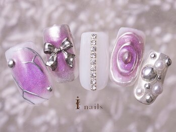 アイネイルズ 町田店(I nails)/シルバーリボンネイル11500円