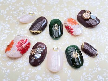 ピーチポット/成人式オーダーネイルチップ