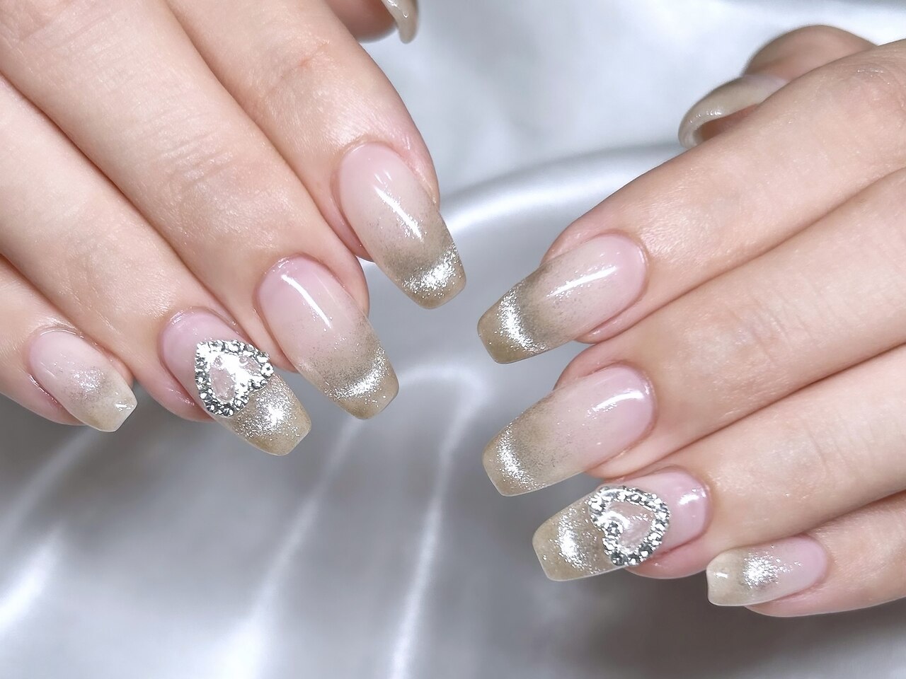 シルバーマグネットネイル 01 クリアハート 韓国 ラメ 冬 秋 ワンホン