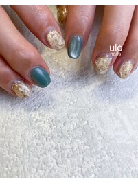 ブルーとゴールド鉱物ネイル