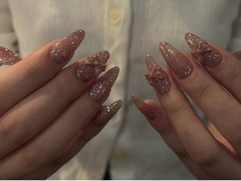 アイネイルズ 渋谷店(I nails)/【Karin.m】ピンクラメリボン