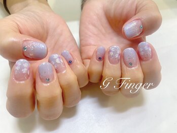 爽やかブルーの桜ネイル♪