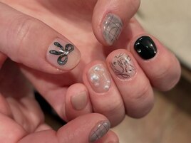 リボンネイル チェックネイル