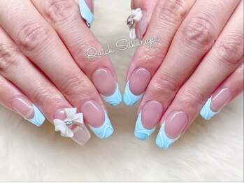 クイックスカルプ 高田馬場(Quick Sukarupu)/ライトブルー×リボンネイル★