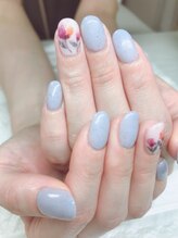 ルナネイル(LUNA NAIL)/砂ジェル+水彩アート