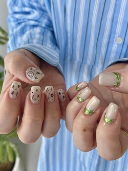 ジュアネイル(jouer nail)/落書きネイル☆グリーンミラー