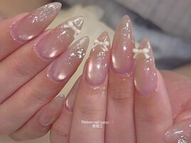 うる艶ピンクマグネット×リボン