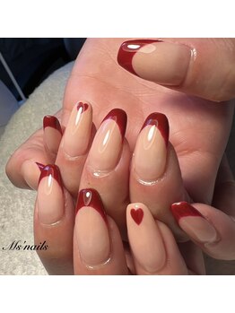 エムズネイル サベージ(M's nails Savage)/赤フレンチ
