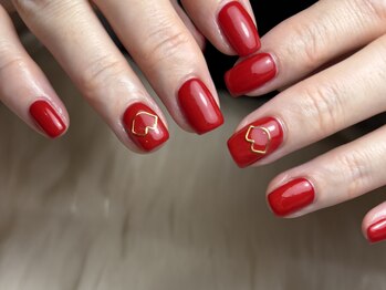 エレガネイル(elega nail)/赤ワンカラー
