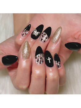 ルピナス(LUPINAS)/ブラック　ツイードネイル