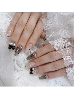 リンドネイル バイ モカ アンド ララ(Lind nail by moca and LaLa)/シアーブラックネイル