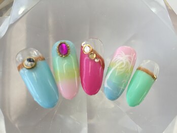 ラリュールネイル(L'Allure nail)/パステルリゾートヤシ￥8200