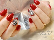 サロンドルリネイル(salon de Ruri nail)/◎新色レッド＊ビジューネイル