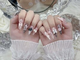 レースネイル #リボンネイル