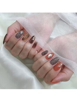 アルセア 上野御徒町店(Alcea)/べっこうネイル テラコッタ