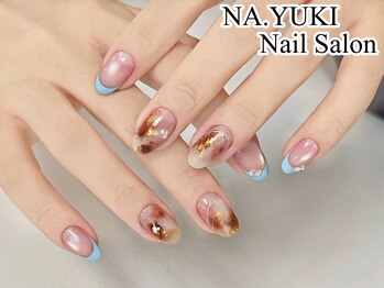 ニュアンス大理石ネイルフレンチ