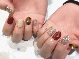 ボルドー×べっ甲柄