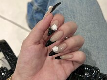 ネイルアヴァンス 京橋店(Nail AVANCE.)/ガーリー黒フレンチネイル♪