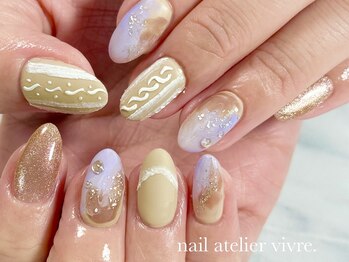 ヴィーヴル(vivre.)/手書き/冬ネイル