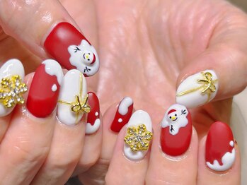 ネイルサロン リン(Lin)/冬 雪だるまネイル