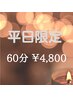【平日限定】ドライヘッドスパ60分/通常6,600円→4,800円