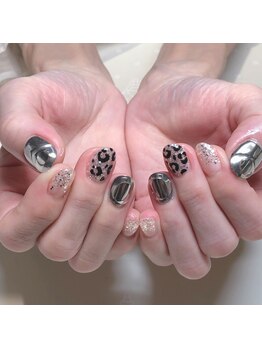 ネイルサロン マハロ 横浜四季の森フォレオ店(Nail Salon Mahalo)/レオパード＆ミラーネイル