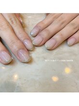 Mネイルアンドカフェ シェレステ/先端ミラーフレンチ☆
