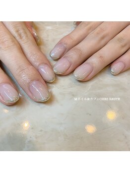 Mネイルアンドカフェ シェレステ/先端ミラーフレンチ☆