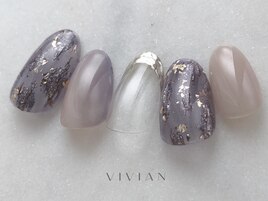 パープルデザインネイル