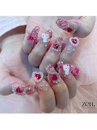 キティ×ピンクラメネイル