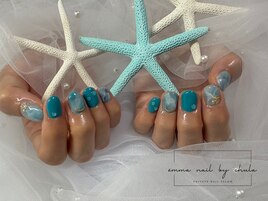 夏ネイル/大理石/ドロップネイル