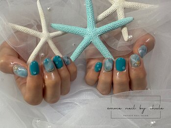 エマネイル バイ チュラ(emma nail_by chula)/夏ネイル/大理石/ドロップネイル