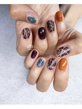 ウロネイルズ(ulo nails)/てがきターコイズとヒョウ柄