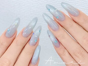 水色マグネット×小粒ストーン