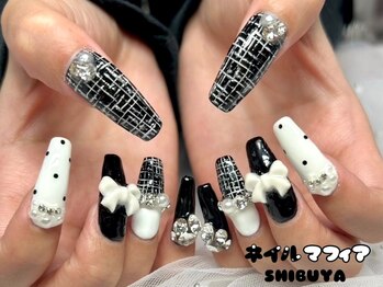ネイルマフィア 渋谷(NAIL MAFIA)/ツイードネイル/ロングネイル