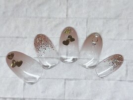 ハートネイル　キラキラネイル