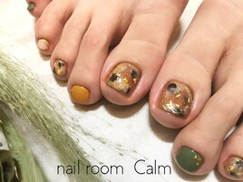 べっ甲風art★秋FOOT nail