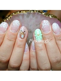 クリアの立体お花ネイル