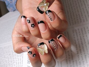 グリーム(GREEM)/黒フレンチ×ちょうちょ