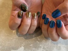 ジュイール ネイル 千葉店(Jouir nail)/涼やかブルー×ゴールド